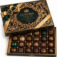 Coffret Cadeau de Noël de Luxe Personnalisé au Chocolat - Assortiment Artisanal Premium en Boîtes Rigides Recyclées avec Revêtement UV pour Collations