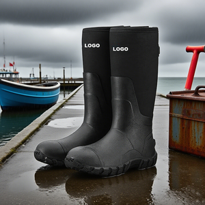 מגפי גשם של גברים, מגפי גומי ניאופרן מבודדים עם עגל מתכוונן, מגפי עבודה חיצוני נגד החלקה - Product Image 5