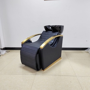 Station de lavage de luxe moderne pour coiffure avec cuvette en céramique et fauteuil de shampoing, pour salon de coiffure et barbier, inclinable pour la coupe de cheveux - Product Image 4
