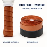 Pita Pegangan Raket Pickleball Jahitan Khusus Anti Selip Berlubang PU, Penyerap Keringat untuk Raket Pickleball