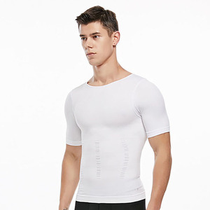 Anti sudor transpirable deportivo entrenamiento Fitness Muscular sin costuras Control de barriga forma elástica cuerpo chaleco Camiseta blanco negro para hombres - Product Image 1