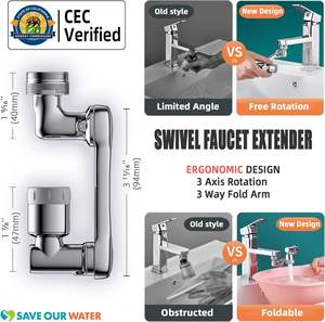 Extensor de Grifo Giratorio para Cocina y Baño, de Zinc, Plástico y Latón, con Rotación de 720, 1080 y 1440 Grados, Brazo Robótico Universal - Product Image 5