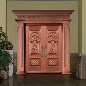 Portes d'entrée principales cintrées de luxe pour villa, portes d'entrée doubles en métal personnalisées, sécurité, cuivre - Product Image 4