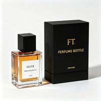 En promotion : flacon en verre vide de 50 ml, rectangulaire, anti-fuite, pour parfum, avec bouchon noir et logo personnalisé