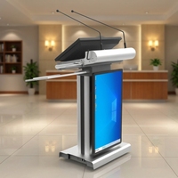 Pupitre intelligent pour salle de classe avec écran interactif LCD de 32 pouces, table élévatrice automatique et base de microphone pour église
