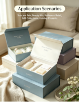 Boîte rigide écologique biodégradable pour coffret cadeau de soins de la peau, boîte d'emballage cosmétique personnalisable avec logo, boîte à fermeture magnétique
