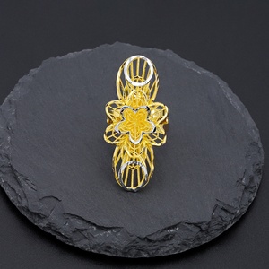 JXX Anillo Grande de Latón con Varios Diseños, Joyería de Moda, Anillo de Boda Chapado en Oro de 24k de Lujo de Arabia Saudita, Dubái - Product Image 4