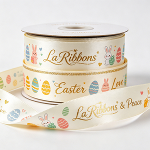 OEKO Certified 22mm Customized Printed Gold Foil Glitter Logo Polyester Satin <b>Ribbon</b> for Wrapping Decoration - Product Image 6
