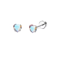 Boucle d'oreille à visser en acier inoxydable anti-ternissement pour hélix, tragus, cartilage, avec dos plat et micro-zircon cubique, bijoux de piercing d'oreille ODM