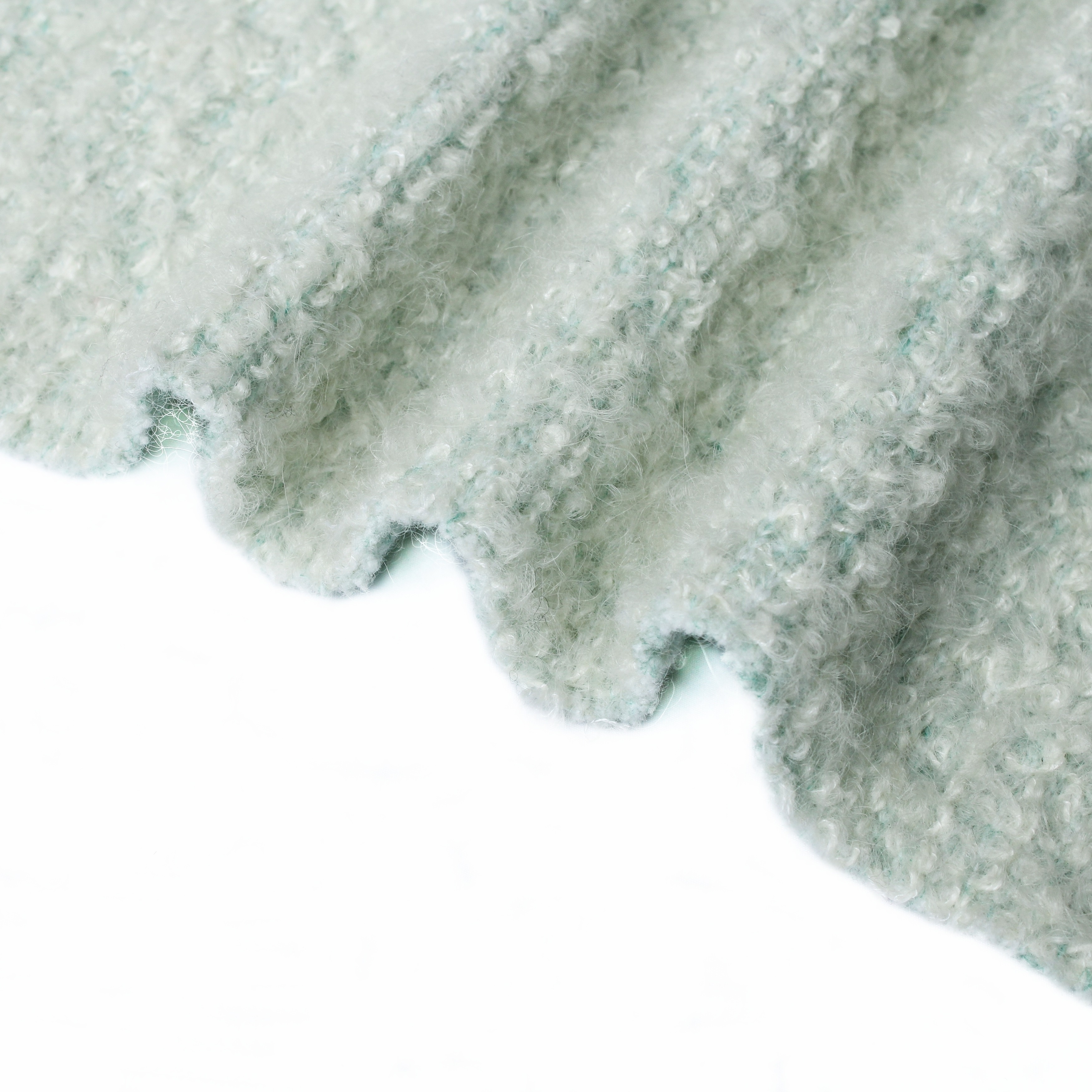 NEW Wholesale Factory Stretch Super Soft Mohair Wool Loop Green Fancy Yarn Alpaca Jacquard Wool Tweed Clothing Furniture Fabric