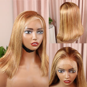 Peluca de Cabello Humano Corto Tipo Bob con Encaje Frontal 13x4, Color <span class=keywords><strong>Natural</strong></span>, Cabello Brasileño Virgen Liso, Proveedores de Pelucas Frontales al por Mayor - Product Image 4