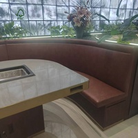 Kunden spezifische Hot Pot Tische Stühle Halbrunde Restaurant möbel mit Sofas Ausstellungs stand Sitzplätze für Restaurants