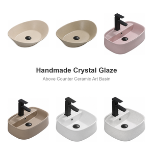 Yingjie Long Oval Ceramic Art Basin Thin Rim Glazed Crystal No Overflow Above Counter Modern <strong>Bathroom</strong> Factory Direct - Product Image 1