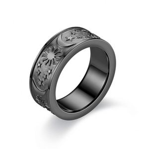 316L 8MM Stainless Steel Titanium Moon Star Sun Vintage <b>Rings</b> Men Women <b>Couple</b> Gift Jewelry Bague Party <b>Ring</b> - Product Image 4