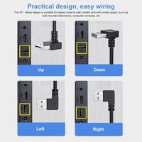 USB-Verlängerungskabel 90 Grad Abgewinkelt USB-Stecker auf Buchse Datenkabel Abgeschirmt Reiner Kupferleiter für Laptop Drucker IOS-Geräte