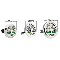 Diffuseur de voiture 30mm 35mm 38mm Arbre de Vie en acier inoxydable 316L, clip de ventilation pour parfum de voiture, 10 tampons offerts