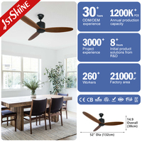 Ventilateur de plafond intelligent 1stshine en bois massif, contemporain, haute efficacité énergétique, commande vocale, décoration intérieure, 6 vitesses, ultra silencieux