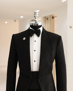 Abito <span class=keywords><strong>smoking</strong></span> personalizzato antracite <span class=keywords><strong>nero</strong></span> da <span class=keywords><strong>uomo</strong></span> 3 pezzi Slim Fit giacca con risvolto + gilet + pantaloni per affari di festa di nozze - Product Image 1