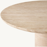 Meubles de salle à manger de luxe personnalisés Kumusi, table à manger ronde moderne en marbre naturel / travertin beige, 2 à 8 places
