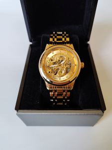 Montres-bracelets automatiques mécaniques pour hommes en acier inoxydable doré, personnalisées et sur mesure, avec motif dragon - Product Image 2