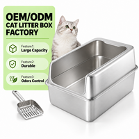 Bac à litière pour chat en acier inoxydable double couche, grande taille, facile à nettoyer, personnalisable OEM/ODM, vente en gros, produit phare