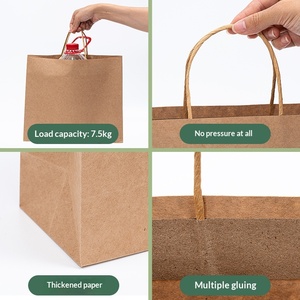 Sacs en papier kraft personnalisés, sacs à main avec logo personnalisé en petite série, emballages pour la restauration et les plats à emporter, sacs cadeaux - Product Image 3