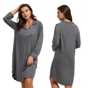 Ladymate ODM/OEM Conjunto de pijama para mujer Women Nightgown Long Sleeve Nightshirts Loose Sleepwear Somos Pajamas nightdress
