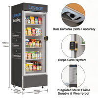 Máquina Expendedora Refrigerada LERKE con Monitoreo Remoto en la Nube, Cámara IA para Bebidas y Snacks, Capacidad de 400L