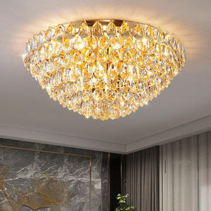 indoor decorative luxury hotel round gold K9 crystal <b>ceiling</b> <b>lights</b> luxury for living room - Product Image 1