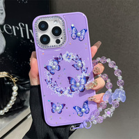 Étui de protection brillant à motif papillon pour femmes pour Infinix Zero 40/Hot 60i/50i/60 50 Pro Plus/Smart 10+ avec chaîne Pochette pour téléphone