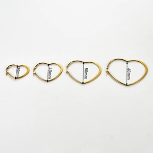 Boucles d'oreilles créoles en acier inoxydable pour femmes, style bohème, hypoallergéniques, plaquées or et argent, grandes, simples, creuses, en forme de cœur, cadeau de bijoux - Product Image 6