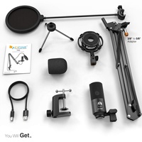 Kit de microphone d'enregistrement USB FIFINE T669, microphone à condensateur cardioïde pour ordinateur sur Mac Windows PS4/PS5 pour le streaming