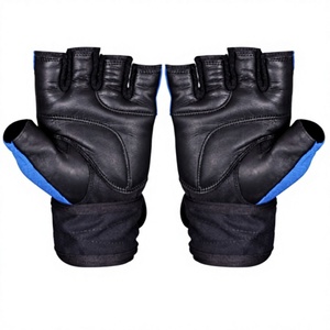 Gants de musculation personnalisés pour hommes en cuir de vachette légers, respirants, antidérapants, avec sangle de poignet réglable et fentes pour les doigts (demi-doigts) - Product Image 2