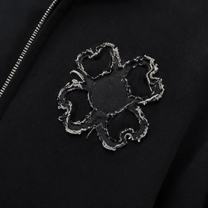 Ensemble de survêtement décontracté pour <span class=keywords><strong>homme</strong></span> avec broderie de logo personnalisé, sweat à capuche noir 100 % coton coupe ample et pantalon de jogging zippé intégral – Fabricant - Product Image 4