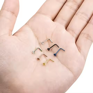 Anneaux de <span class=keywords><strong>nez</strong></span> en acier inoxydable hypoallergénique 20G, clous de <span class=keywords><strong>nez</strong></span> en forme de L, avec zircon cubique <span class=keywords><strong>brillant</strong></span>, bijoux de <span class=keywords><strong>piercing</strong></span> pour hommes et femmes - Product Image 4