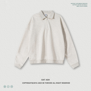 <span class=keywords><strong>Polo</strong></span> da uomo in pile di cotone 100% tinta unita stile americano a maniche lunghe ampia <span class=keywords><strong>Polo</strong></span> da uomo traspirante Casual - Product Image 6