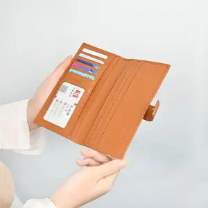 उच्च गुणवत्ता वाले लंबे पर्स असली चमड़े के कार्ड मामले अद्वितीय डिजाइन बटुए पारदर्शी आईडी खिड़की के साथ