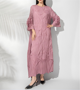 Robe plissée élégante pour femmes, décontractée, simple, couleur unie rose, pour fête, bal, vente en gros, haute qualité, taille unique - Product Image 1