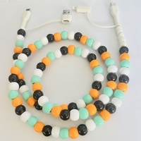 Câble de charge tendance noir, blanc, orange, menthe, perles, 4 en 1, multi-interface, cordon de charge USB pour téléphone portable