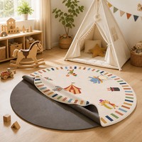 Tapis rond amovible et lavable pour enfants, motif cirque, tapis de jeu détachable pour chambre d'enfant