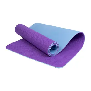 Personalizza Logo Home Fitness Exercise Workout Yoga Mat Eco Friendly Natural Recycled Double Layer 6mm TPE Yoga Mat.