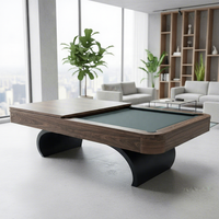 Table de billard de luxe américaine en chêne massif pour 8 joueurs, personnalisable, avec coussin en ardoise, poches en cuir véritable et tissu en laine de haute qualité