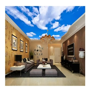 Blu cielo 3D carta da parati motivo floreale <span class=keywords><strong>con</strong></span> <span class=keywords><strong>nuvole</strong></span> bianche impermeabile Anti-Static soffitto murale per soggiorno o camera da letto parete - Product Image 3