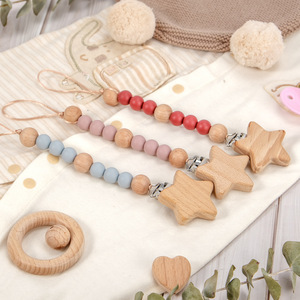 Bằng gỗ Silicone Pacifier Clips Holders <span class=keywords><strong>paci</strong></span> Clip mọc răng cứu trợ với trung tính bé Binky chủ bé tắm và quà tặng - Product Image 6