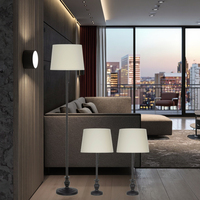 Lampes de table et de sol intelligentes LED classiques du milieu du siècle, abat-jour en tissu élégant pour chambre à coucher et salon, design du milieu du siècle