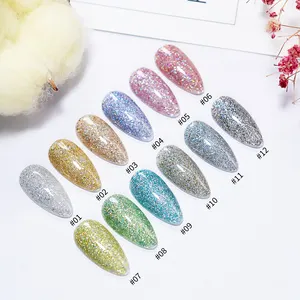 Fabriek Goedkope Prijzen Jelly Diamant Glitter Disco Reflecterende Top Coat Gel Nagellak