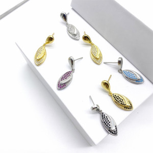 <b>Stud</b> Earrings 925 Sterling <b>Silver</b> Copper Teardrop Shape Micro Insert Diamonds Zircon Fashion Simple Party Women's Jewelry - Product Image 1