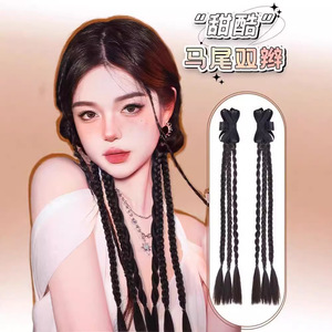 ต่อผมหางม้าถักเปียคู่แบบโทริส สไตล์ Y2K ที่ดูสมจริง ทำด้วยมือด้วยลวดทนความร้อนสูงเพื่อการจัดแต่งทรงผมที่ง่ายดาย - Product Image 3