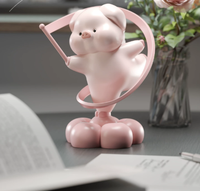 Table de salon avec plateau rotatif automatique, station de travail, gadget anti-stress, sculpture en résine de cochon, cadeau artistique, dessin animé