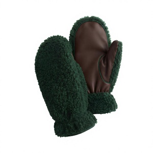 Manoplas de invierno de piel de oveja para mujer, forro de piel sintética, térmicas, cálidas para exteriores, estilo liso, longitud hasta la muñeca - Product Image 6